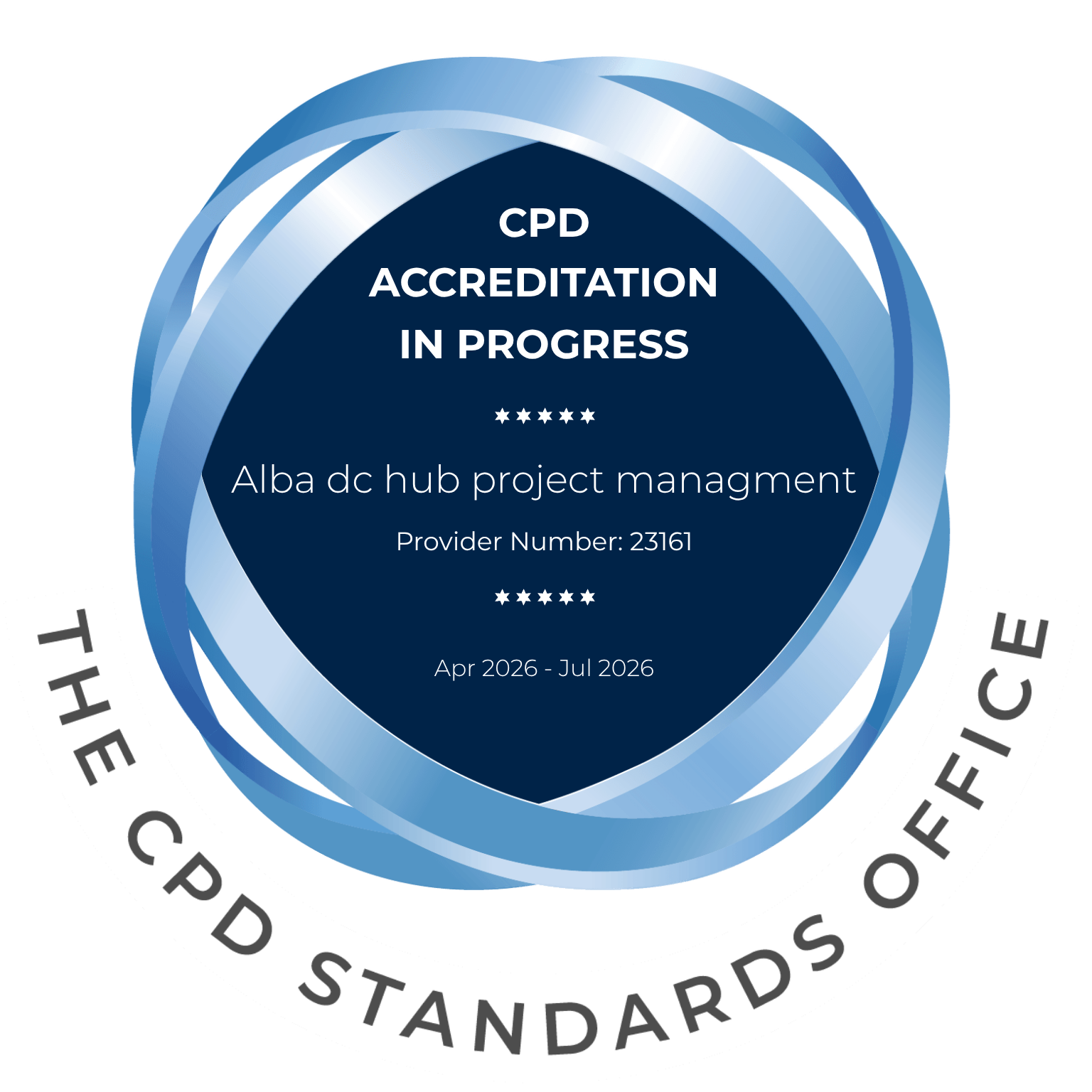 CPDSO accreditation badge for Alba DC Hub Project Management, Provider Number 23161.